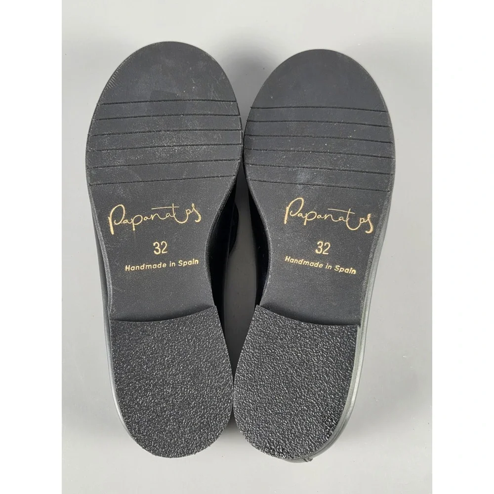 Papanatas Kids Black Leather Tassel Loafers EU 32 US 1 Made in Spain NWOT Dress